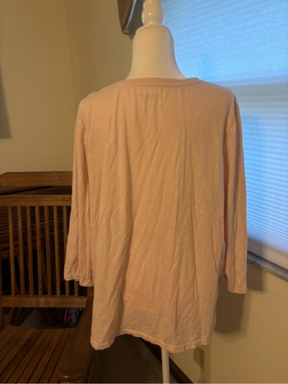 Coldwater Creek Peach Embroidered Floral Long Sleeve Tee - Picture 3 of 5